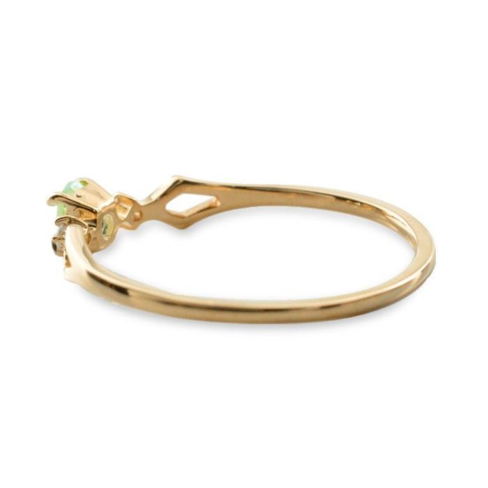 18金 レディース k18 ピンキーリング リング ダイヤモンド 指輪 ペリドット オーバル ピンクゴールドk18 クラシカル 18k 華奢 重ねづけ  クリスマスの画像