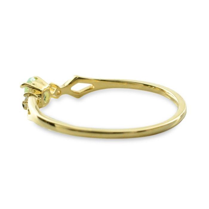 リング 18金 ダイヤモンド ペリドット オーバル 指輪 k18 ピンキーリング イエローゴールドk18 クラシカル 18k 華奢 レディース 重ねづけ  クリスマスの画像