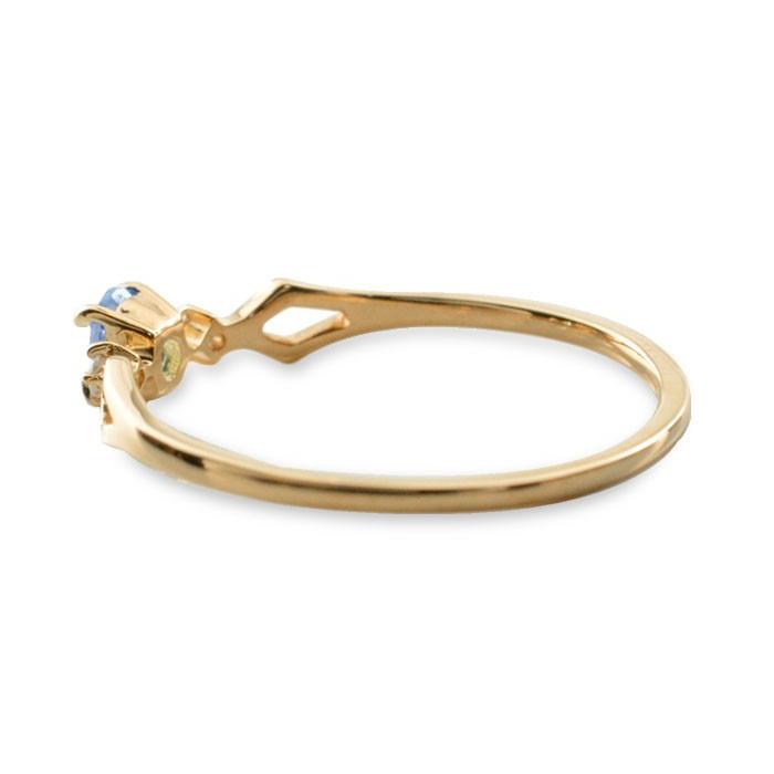 リング レディース 18金 ピンキーリング ダイヤモンド タンザナイト 指輪 K18 ピンクゴールド 18k オーバル 華奢 シンプル 重ねづけ ジュエリー クリスマスの画像