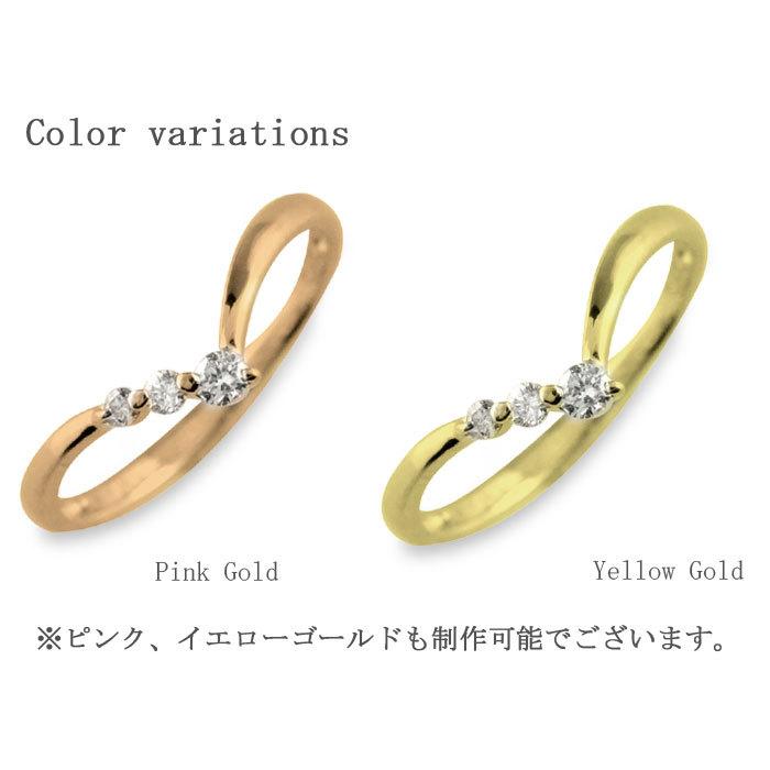 18金 リング レディース ダイヤモンド k18 指輪 ダイヤ ピンキーリング V ブイライン 18k 華奢 イエロー ピンク ホワイト 誕生石 天然石 重ねづけ  クリスマスの画像