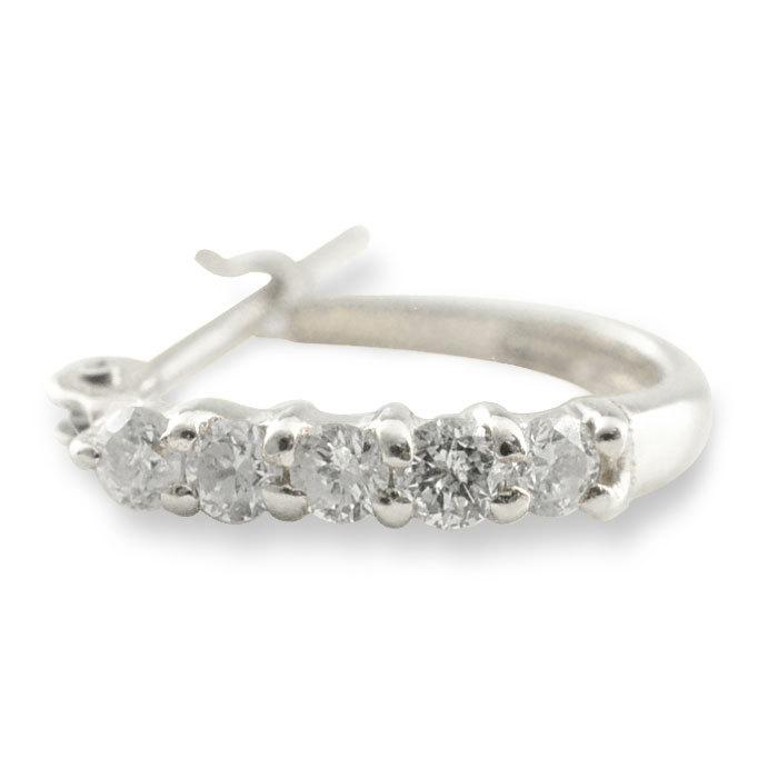 ピアス レディース フープピアス ダイヤモンド ホワイトゴールドk18 ダイヤモンドピアス k18 5石 フープ 18k 18金 天然石 ダイヤ  クリスマスの画像