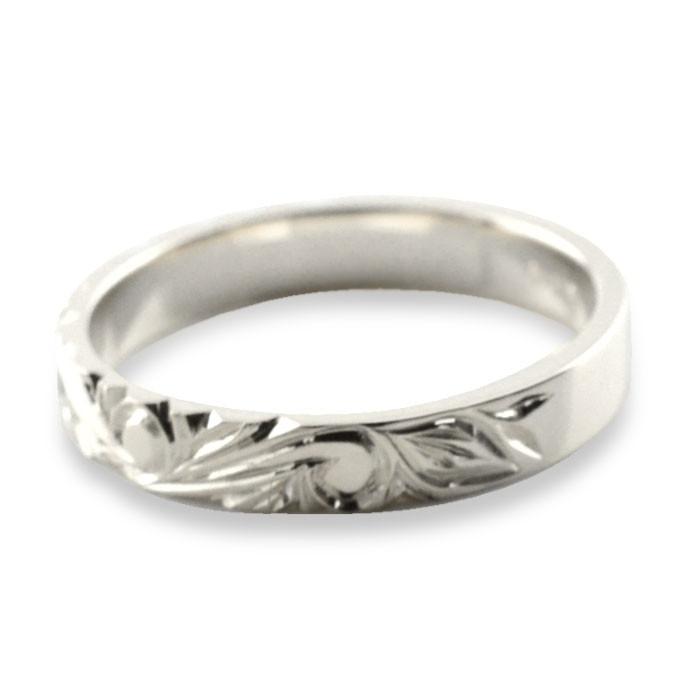プラチナ 指輪 平打ち ハワイアン レディース リング 3mm幅 ダイヤモンド pt900 波 ハワイアンジュエリー ストレート 地金リング プラチナ900 クリスマス_1