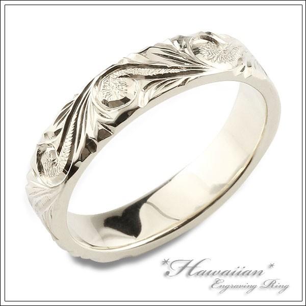 安いそれに目立つ 結婚指輪 手彫り ヒラウチ ストレート シンプル ホワイトゴールドk18 ハワイアンジュエリー k18 レディース リング 18金 エンゲージリング ホワイトデー  指輪 指輪