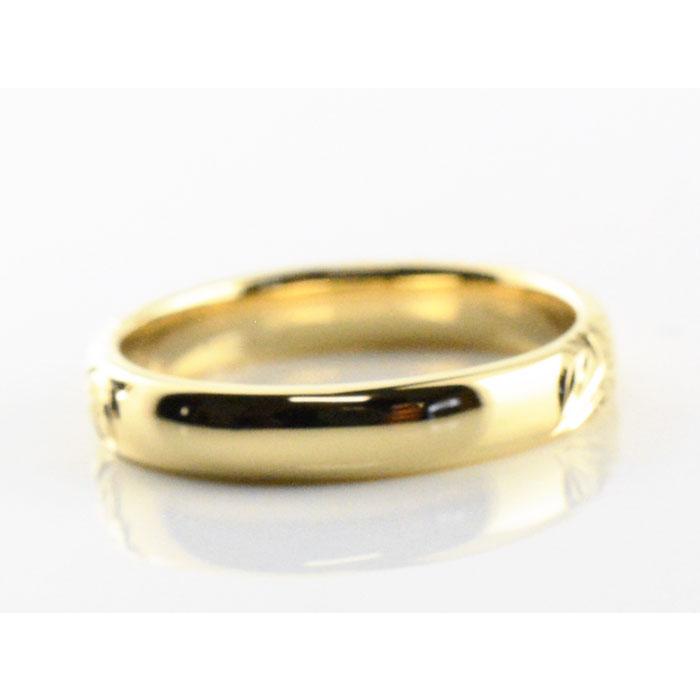 k18 リング ハワイアンジュエリー レディース メンズ ゴールドk18 シンプル ストレート 甲丸 地金リング 彫金 手彫り 18k 18金 3mm スクロール クリスマス_3