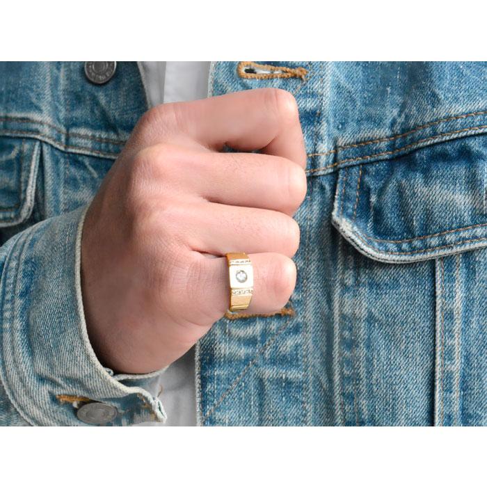 18金 印台 リング メンズ k18 ダイヤモンド 指輪 メンズリング 男性用