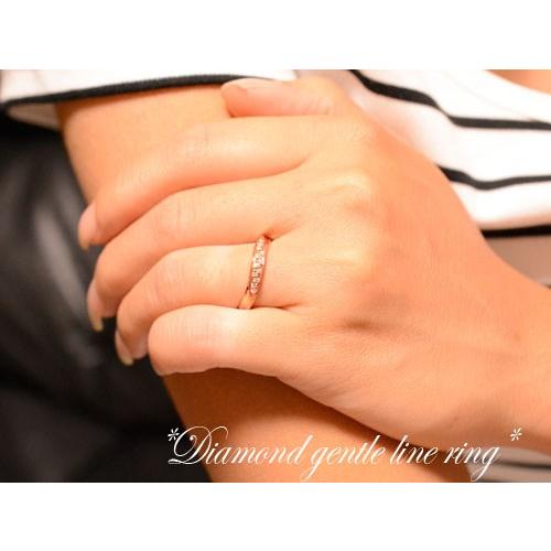 18金 指輪 レディース ダイヤモンド エンゲージリング ダイヤモンド18k ピンキーリング カーブ ピンクゴールドk18 ダイヤ 婚約指輪 リング  ホワイトデーの画像