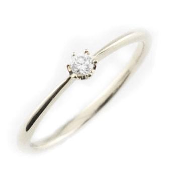 ダイヤモンド 18金 リング 一粒ダイヤ  0.07ct ホワイトゴールドk18 18k エンゲージリング 婚約指輪 ピンキーリング ブライダル  ホワイトデーの画像