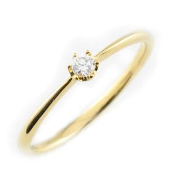リング レディース 18k ダイヤモンド 18金 一粒ダイヤ 0.07ct イエローゴールドk18 エンゲージリング 婚約指輪 ピンキーリング ブライダル 指輪  ホワイトデーの画像