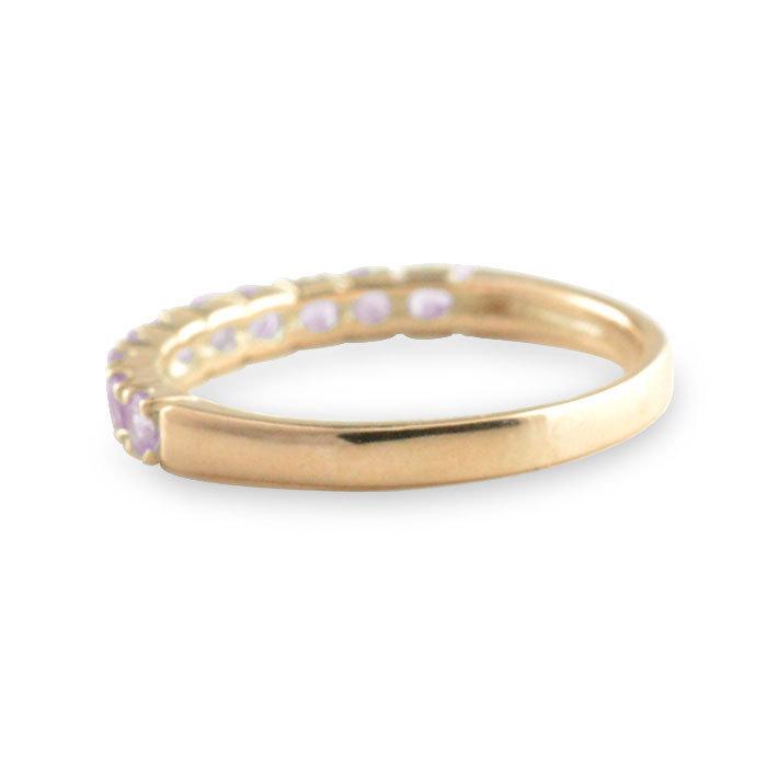 k18 リング レディース アメジスト 指輪 ピンクゴールドk18 エタニティリング ハーフエタニティ 18K 18金 重ねづけ 華奢 ゴールド 2月誕生石 天然石の画像