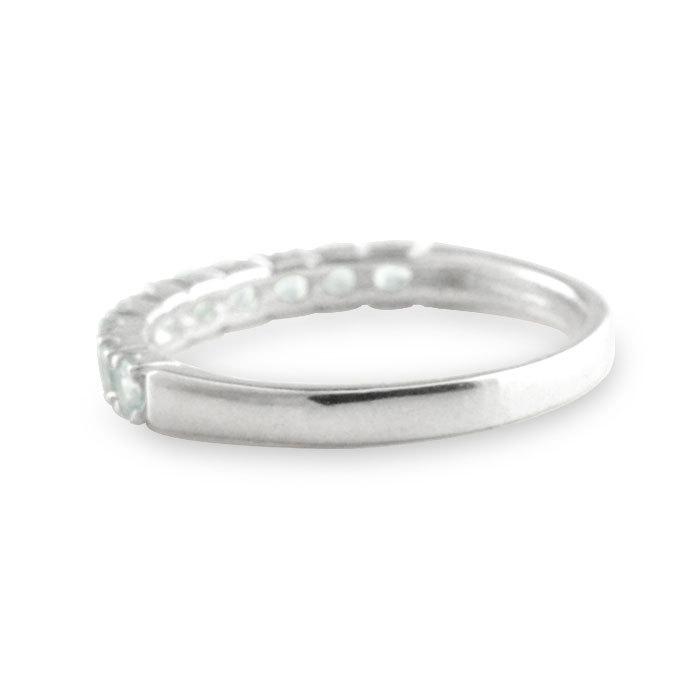 18金 リング レディース アクアマリン 指輪 ホワイトゴールドk18 エタニティリング k18 ハーフエタニティ 18K 重ねづけ 華奢 ゴールド 3月誕生石 天然石の画像