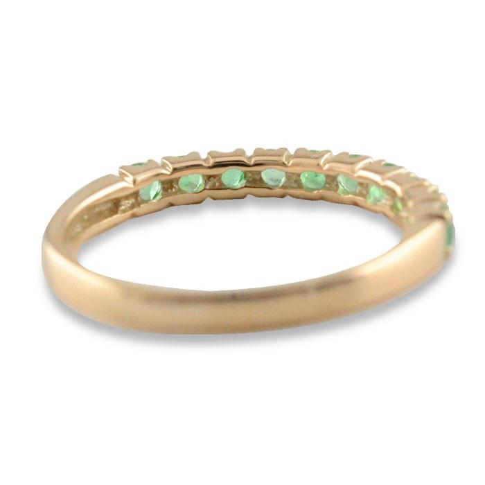 18金 リング レディース 指輪 エメラルド ハーフエタニティ k18 ピンクゴールドk18 エタニティ 18k 重ねづけ 華奢 レディース 5月誕生石  クリスマスの画像