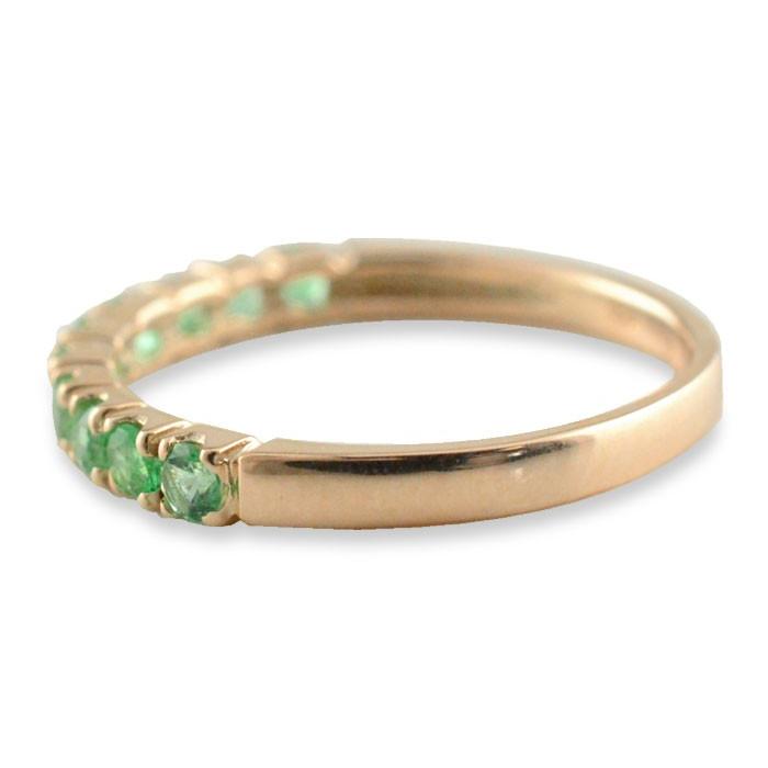 18金 リング レディース 指輪 エメラルド ハーフエタニティ k18 ピンクゴールドk18 エタニティ 18k 重ねづけ 華奢 レディース 5月誕生石  クリスマスの画像