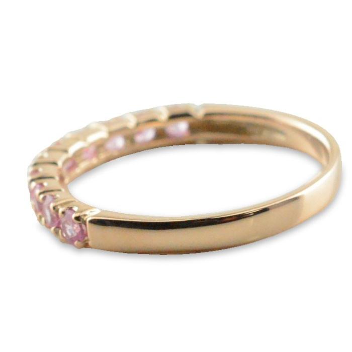 18金 リング レディース ピンクサファイア k18 ハーフエタニティ ピンクゴールドk18 エタニティリング 18k 重ねづけ 華奢 9月誕生石 指輪 クリスマスの画像