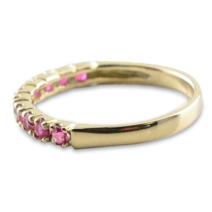 10金 リング ルビー 指輪 k10 イエローゴールドk10 エタニティ ピンキーリング ハーフエタニティ 10k 重ねづけ 華奢 レディース 7月誕生石  クリスマスの画像