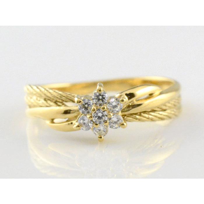 リング レディース 18金 指輪 k18 ダイヤモンド 18k イエローゴールドk18 ダイヤモンドリング k18 縄模様 フラワー 花指輪 誕生日 ジュエリー  クリスマスの画像