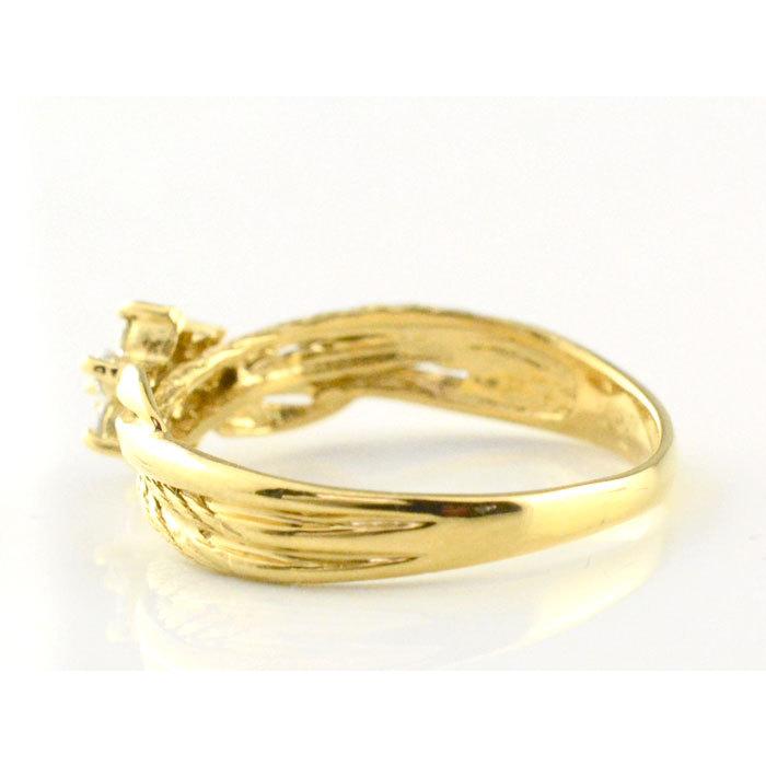 リング レディース 18金 指輪 k18 ダイヤモンド 18k イエローゴールドk18 ダイヤモンドリング k18 縄模様 フラワー 花指輪 誕生日 ジュエリー  クリスマスの画像