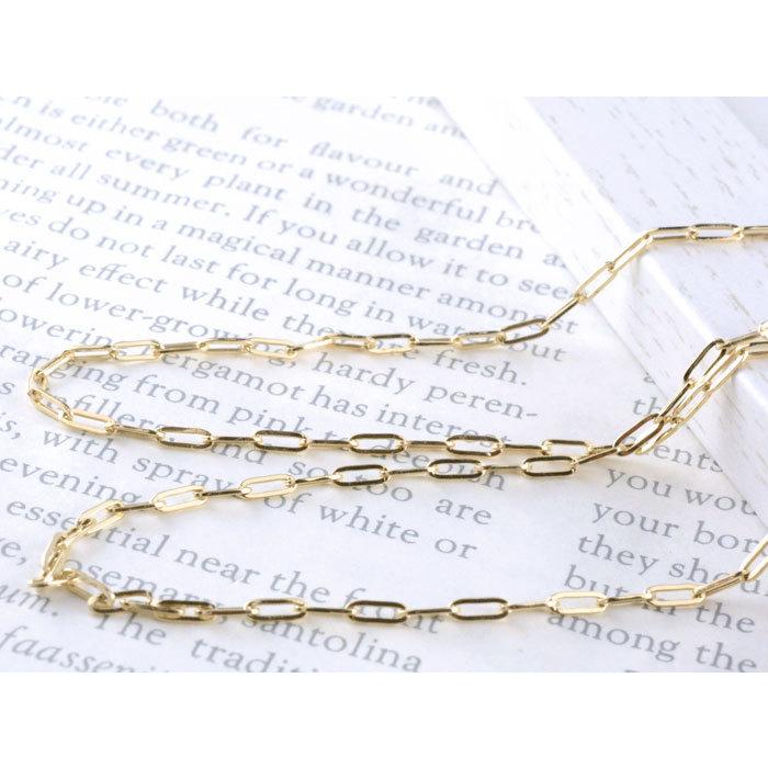 ネックレスチェーン K18 ペーパークリップ チェーン イエローゴールド 角小豆 アズキ 18金 18k 華奢 ゴールド ジュエリー シンプル 人気 プレゼントの画像