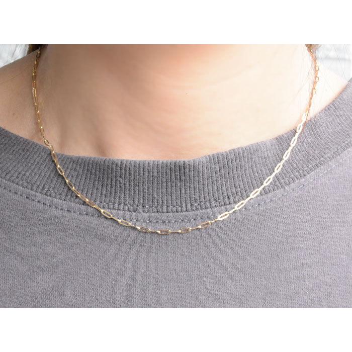 ネックレスチェーン K18 ペーパークリップ チェーン イエローゴールド 角小豆 アズキ 18金 18k 華奢 ゴールド ジュエリー シンプル 人気 プレゼントの画像