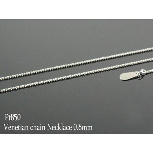 ネックレス レディース プラチナ チェーン チェーン pt850 45cm ベネチアン デザイチェーン スライド式 チェーン 0.6mm 人気 クリスマスの画像