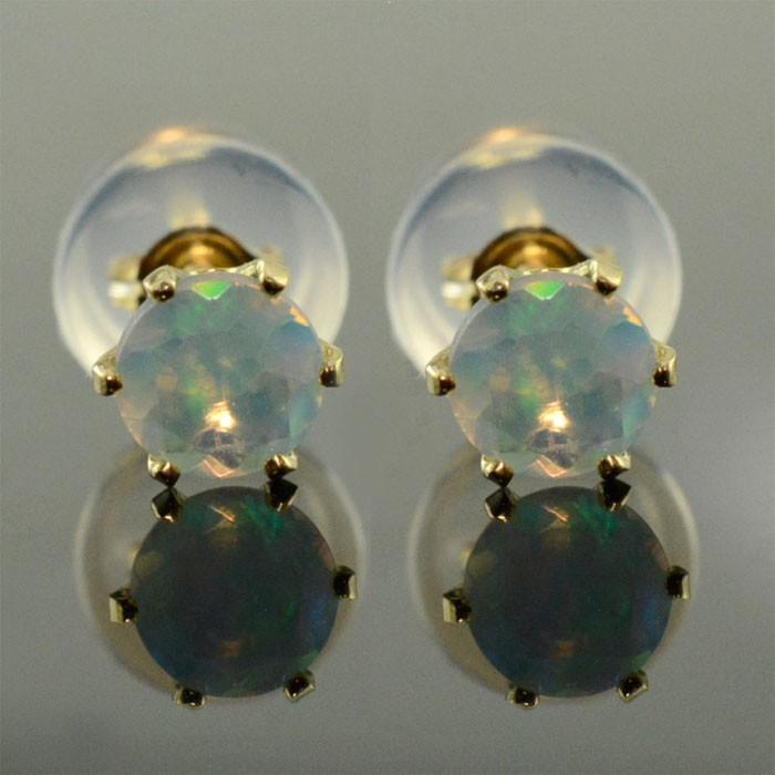 メーカー包装済 ピアス オパール 18金 エチオピアオパール イエローゴールドk18 4mm K18 18k スタッドピアス 一粒 誕生石 納期1週間 大流行中 Skylanceronline Com