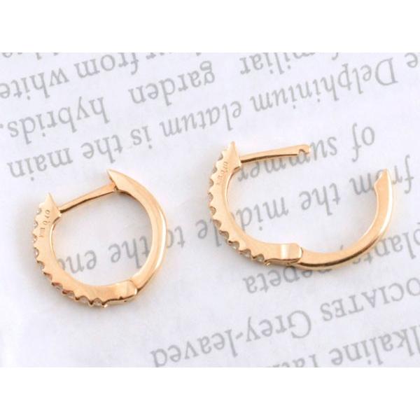 ピアス レディース 18金 ダイヤモンド フープピアス ピンクゴールドk18 ゴールド  ダイプピアス  フープ スタッドピアス  クリスマスの画像