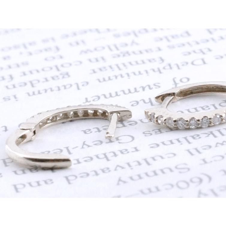 ダイヤモンド フープピアス レディース 18金 K18 ホワイトゴールド ダイヤピアス フープ スタッドピアス シンプル 18K プレゼント クリスマスの画像