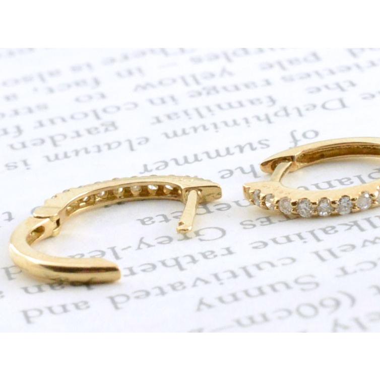 ダイヤモンド フープピアス レディース 18金 K18 イエローゴールド ダイヤピアス フープ スタッドピアス シンプル 18K プレゼント ギフト クリスマスの画像