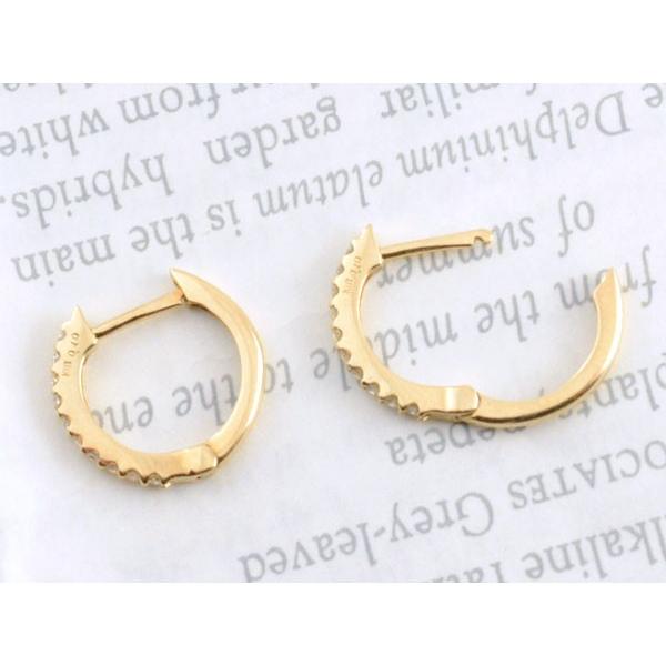 ダイヤモンド フープピアス レディース 18金 K18 イエローゴールド ダイヤピアス フープ スタッドピアス シンプル 18K プレゼント ギフト クリスマスの画像
