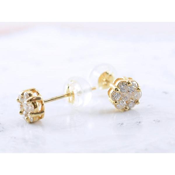 ピアス 18金 レディース ダイヤモンド イエローゴールドk18 ダイヤ キャッチ 18k 誕生日 ダイヤモンドピアス 0.30ct スタッドピアス  クリスマスの画像