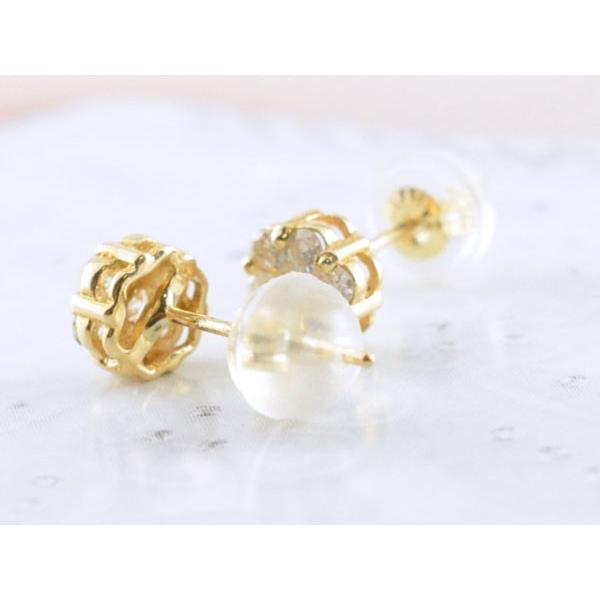 ピアス 18金 レディース ダイヤモンド イエローゴールドk18 ダイヤ キャッチ 18k 誕生日 ダイヤモンドピアス 0.30ct スタッドピアス  クリスマスの画像