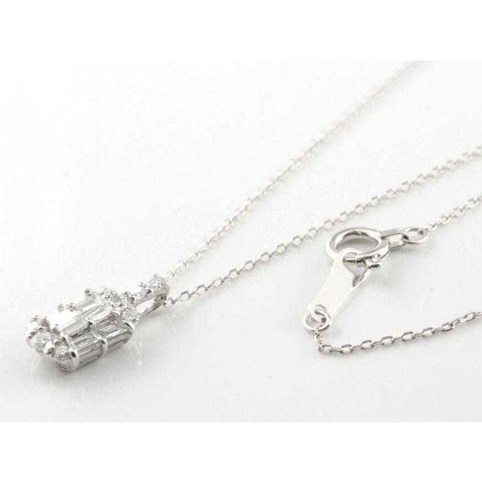 18金 ダイヤモンド ネックレス バケットカット ダイヤネックレス レディース バゲット  k18 ホワイトゴールドk18 18k 角石 華奢 シンプル 樽型  クリスマスの画像