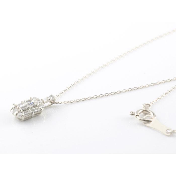 18金 ダイヤモンド ネックレス バケットカット ダイヤネックレス レディース バゲット  k18 ホワイトゴールドk18 18k 角石 華奢 シンプル 樽型  クリスマスの画像