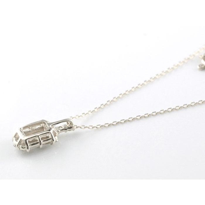18金 ダイヤモンド ネックレス バケットカット ダイヤネックレス レディース バゲット  k18 ホワイトゴールドk18 18k 角石 華奢 シンプル 樽型  クリスマスの画像