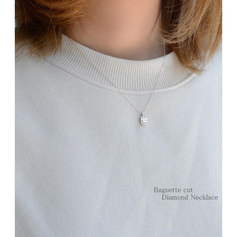 18金 ダイヤモンド ネックレス バケットカット ダイヤネックレス レディース バゲット  k18 ホワイトゴールドk18 18k 角石 華奢 シンプル 樽型  クリスマスの画像