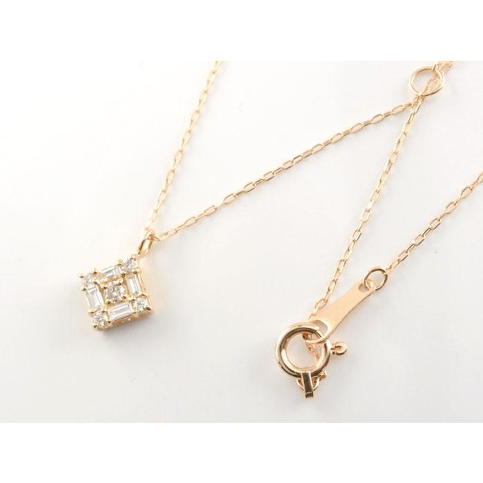 ダイヤモンド ネックレス レディース バケットカット 18金 ピンク