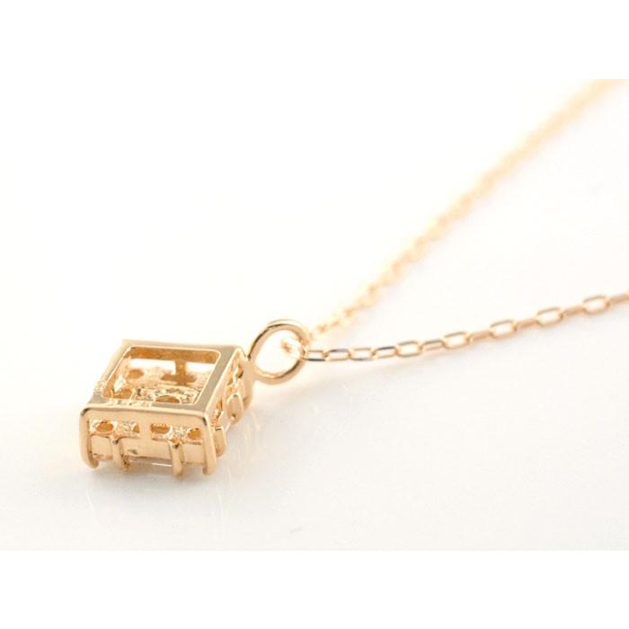 ダイヤモンド ネックレス レディース バケットカット 18金 ピンクゴールドk18 ダイヤネックレス バゲット ダイヤ 18k 角石 華奢 シンプル 上品 人気 クリスマスの画像