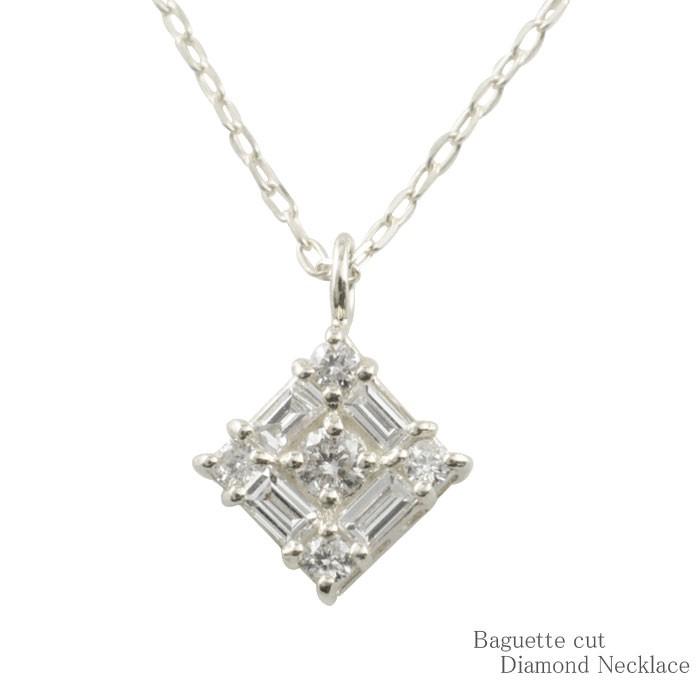 ダイヤモンド ネックレス レディース バケットカット 18金 ダイヤ  