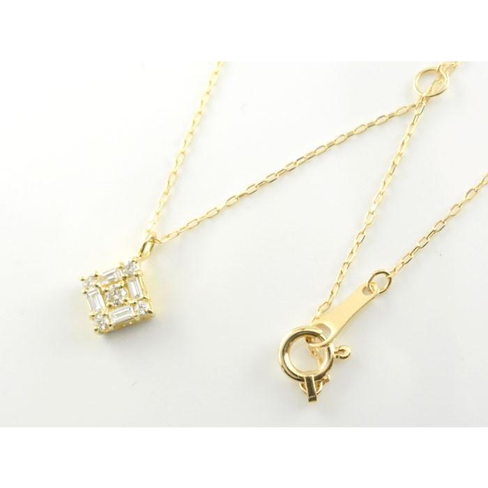 18金ダイヤモンドネックレス☆ ダイヤモンド ネックレス レディース バケットカット 18金