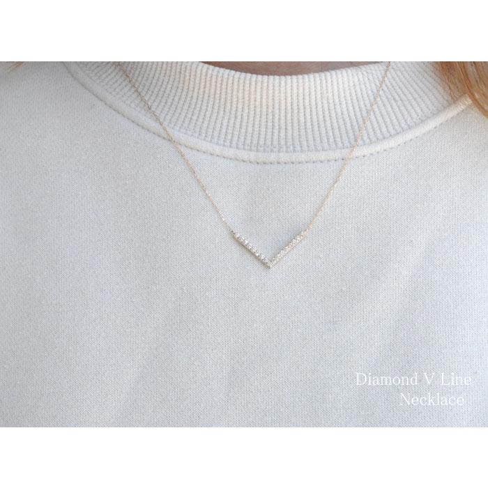 18金 ネックレス レディース ダイヤモンド Vライン ペンダント k18