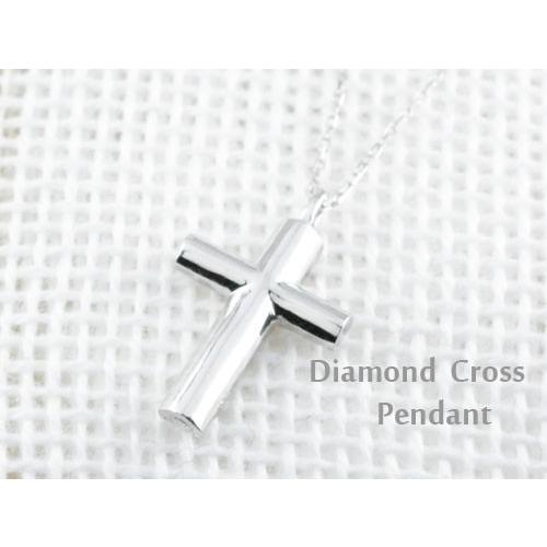 ダイヤモンド ネックレス 18金 ペンダント レディース ホワイトゴールドk18 18k クロス 0.11ct ダイヤ  ダイヤネックレス 十字架 人気  クリスマスの画像
