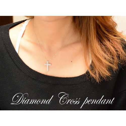 ネックレス レディース ダイヤモンド  10金 ペンダント  ホワイトゴールドk10 10k クロス 0.22ct ミルウチ リバーシブル ダイヤネックレス 人気  クリスマスの画像