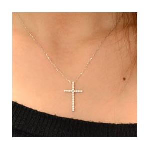 ネックレス レディース ダイヤモンド  10金 ペンダント  ホワイトゴールドk10 10k クロス 0.22ct ミルウチ リバーシブル ダイヤネックレス 人気  クリスマスの画像
