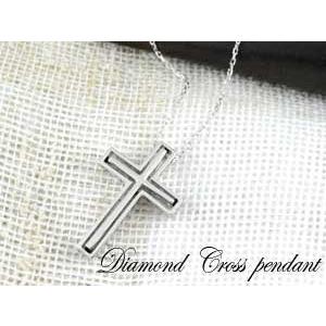 ダイヤモンド ネックレス 10金 ペンダント レディース ホワイトゴールドk10 10k クロス 0.22ct ミルウチ リバーシブル ダイヤネックレス 人気  クリスマスの画像