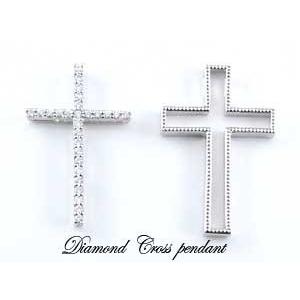 ダイヤモンド ネックレス 10金 ペンダント レディース ホワイトゴールドk10 10k クロス 0.22ct ミルウチ リバーシブル ダイヤネックレス 人気  クリスマスの画像