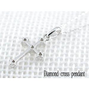 ネックレス レディース ダイヤモンド  プラチナ クロス  ペンダント 0.09ct ダイヤ  華奢 ダイヤネックレス ペンダント 十字架 プレゼントに 人気  クリスマスの画像