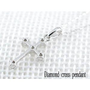 ダイヤモンド ネックレス プラチナ クロス レディース ペンダント 0.09ct ダイヤ  華奢 ダイヤネックレス ペンダント 十字架 プレゼントに 人気  クリスマスの画像