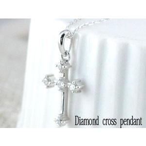 ネックレス レディース ダイヤモンド  18金 クロス  ホワイトゴールドk18 18k  0.09ct ダイヤ  華奢 ダイヤネックレス ペンダント 十字架 人気  クリスマスの画像