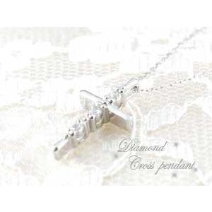 ダイヤモンド ネックレス プラチナ クロス レディース ペンダント 0.08ct ダイヤ  華奢 ダイヤネックレス ペンダント pt900 十字架 人気  クリスマスの画像