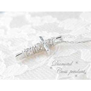 ダイヤモンド ネックレス プラチナ クロス レディース ペンダント 0.08ct ダイヤ  華奢 ダイヤネックレス ペンダント pt900 十字架 人気  クリスマスの画像