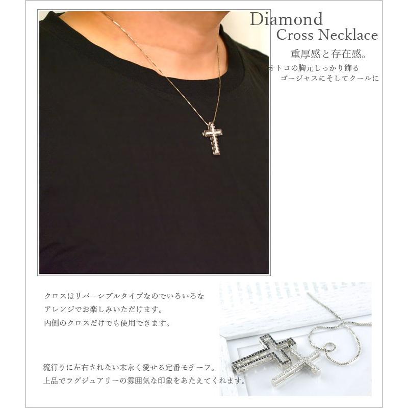 Pt900 クロス ネックレス メンズ ブラックダイヤモンド ペンダント